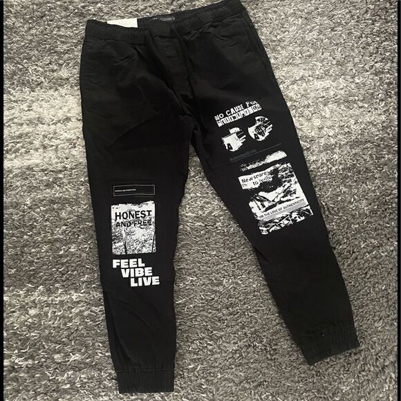 NWT Zara Jogger Waist Printed Pants - Picture 1 of 6